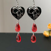 Skull Halloween Earrings, Blood Ghost Earrings, Unique Halloween Earrings Dangle